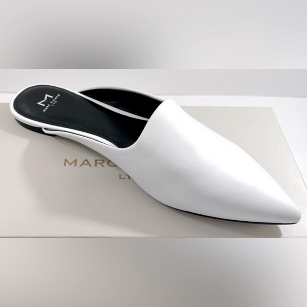 Marc Fisher Pointed Toe Mules White Size 9 NWT